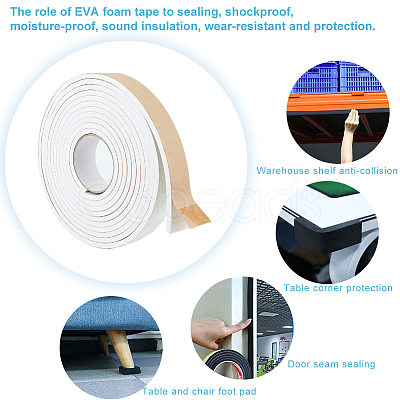 Strong Self Adhesive EVA Foam Tape for Doors and Windows AJEW-WH0347-27A-01-1