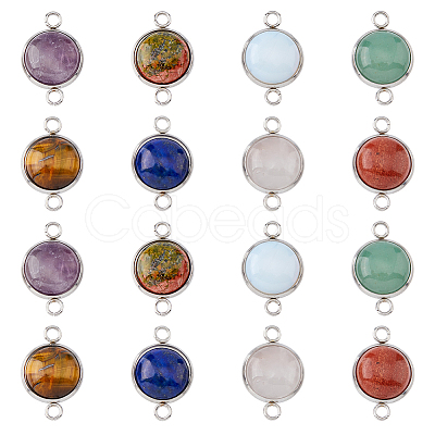 16Pcs 8 Styles Natural & Synthetic Mixed Gemstone Connector Charms G-UN0001-25-1