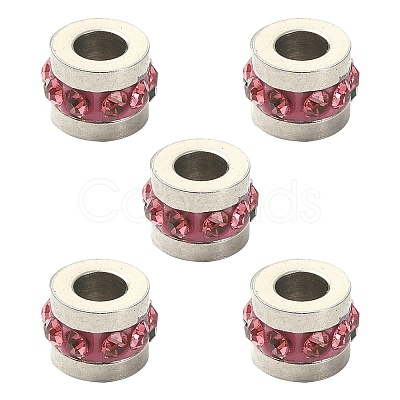 201 Stainless Steel Polymer Clay Rhinestone Inlaid Beads RB-YW0001-11G-1