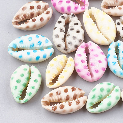 Printed Cowrie Shell Beads X-SHEL-S274-02-1