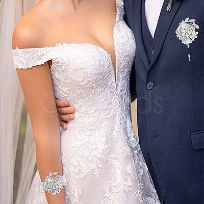 Silk Cloth Imitation Flower Corsage Boutonniere AJEW-WH0248-359-1