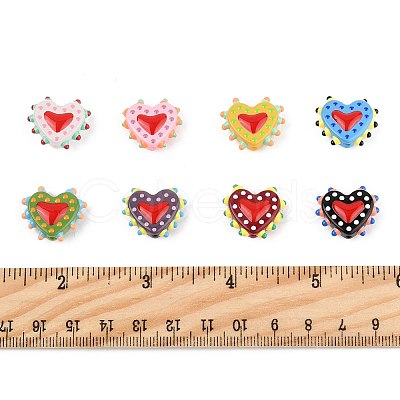 8Pcs 8 Colors Painted Glass Beads Bumpy Beads Heart LAMP-FS0001-50-1