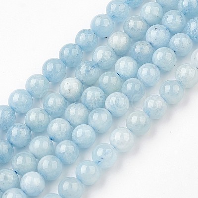 Natural Aquamarine Bead Strands G-J376-23-6mm-1