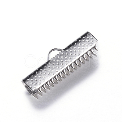 Tarnish Resistant 304 Stainless Steel Ribbon Crimp Ends STAS-N0013-05P-1