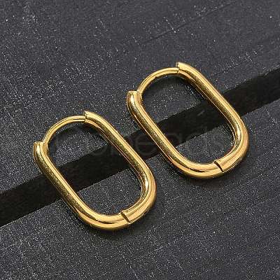 Ion Plating(IP) 304 Stainless Steel Oval Hoop Earrings EJEW-M218-02A-G-1