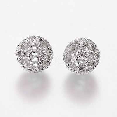 Brass Cubic Zirconia Beads ZIRC-D011-50P-1