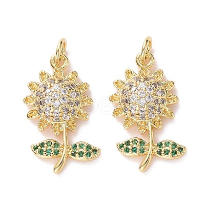 Brass Micro Pave Cubic Zirconia Pendants KK-G415-37G-1