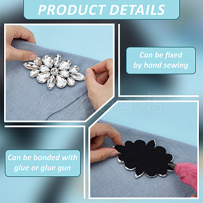 2Pcs Flower Glass Rhinestone Costume Accessories FIND-FG0004-81B-1