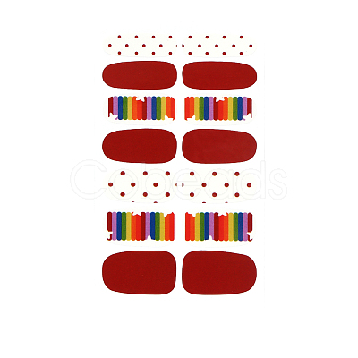 Rainbow Polka Dot Style Full Cover Nail Wraps Stickers LS-MRMJ-T040-267-1