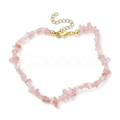 Cherry Quartz Glass Anklets AJEW-AN00592-05-1