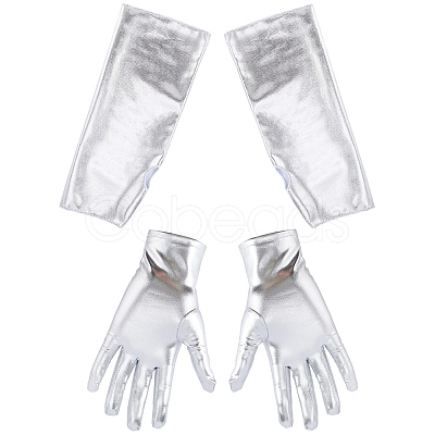 2 Pairs 2 Styles PU Leather Gloves AJEW-CL0003-16A-1