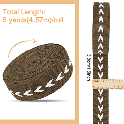 5 Yards Polycotton Jacquard Arrow Ribbon OCOR-WH0078-170B-1