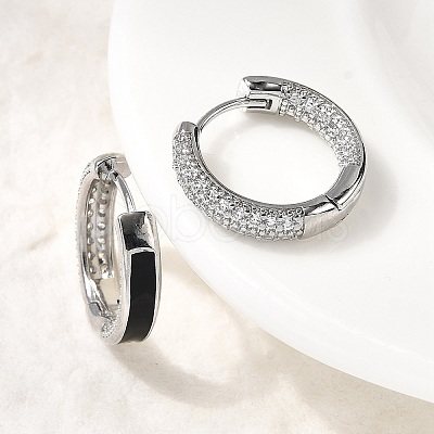 Brass Micro Pave Clear Cubic Zirconia Hoop Earrings EJEW-K276-11P-01-1