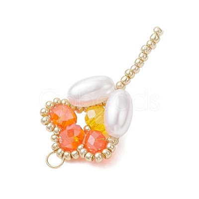 Glass Seed Beaded Tulip Pendants PALLOY-MZ01214-01-1