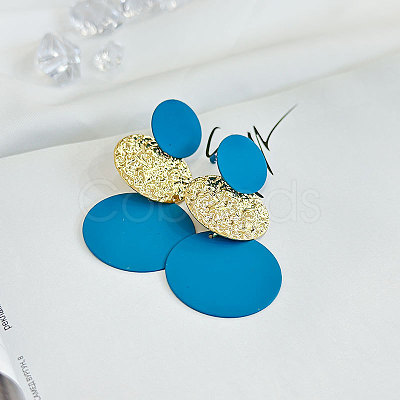Flat Round Alloy Dangle Stud Earrings FS-WGB25D4-02-1