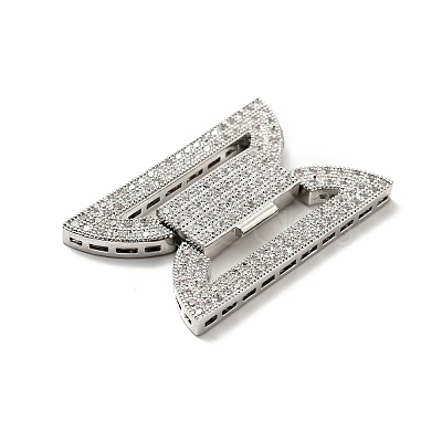 Brass Micro Pave Clear Cubic Zirconia Fold Over Clasps KK-G414-07P-1