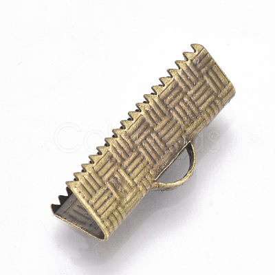 Brass Ribbon Crimp Ends X-KK-Q747-10F-AB-1