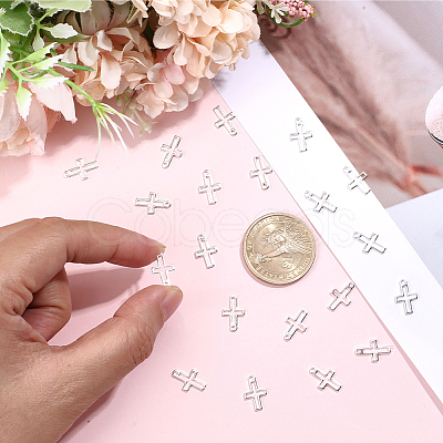 100Pcs Brass Tiny Cross Charms KK-BBC0024-59S-1