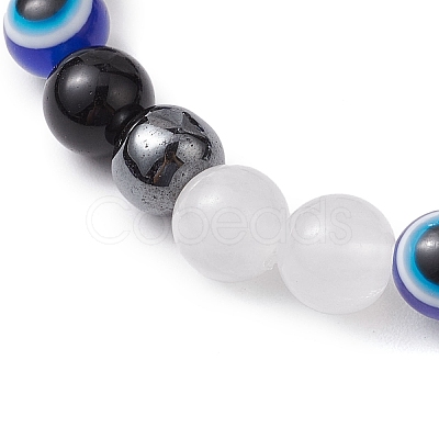 Round Gemstone Beaded Stretch Bracelets BJEW-JB11005-05-1