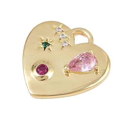 Brass Micro Pave Cubic Zirconia Pendants KK-I352-278G-1