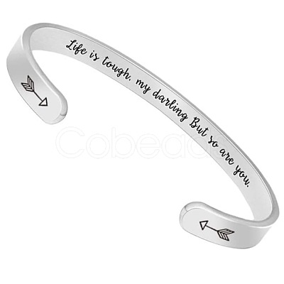 Inspirational 304 Stainless Steel Cuff Bangles FS-WG30F15-06-1