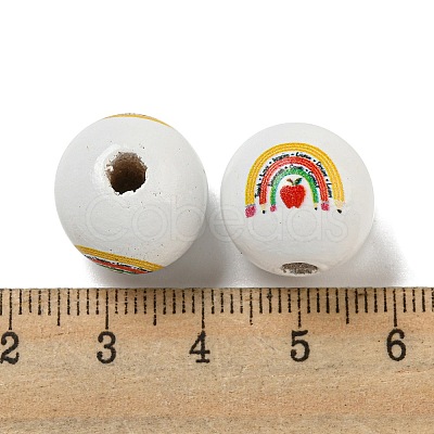 Printed Wood European Beads WOOD-L020-D06-1