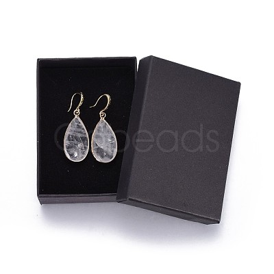 Teardrop Natural Quartz Crystal Dangle Earrings EJEW-JE02998-02-1