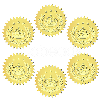 12 Sheets Self Adhesive Gold Foil Embossed Stickers DIY-WH0451-020-1