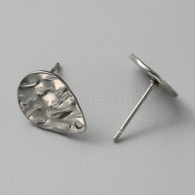 304 Stainless Steel Textured Geometric Stud Earring Findings with Hole STAS-WH0027-54J-1