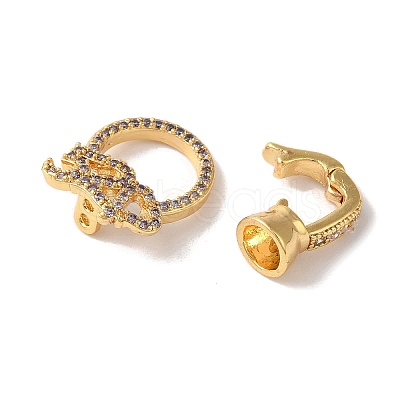 Brass Micro Pave Cubic Zirconia Fold Over Clasps KK-B098-01G-1