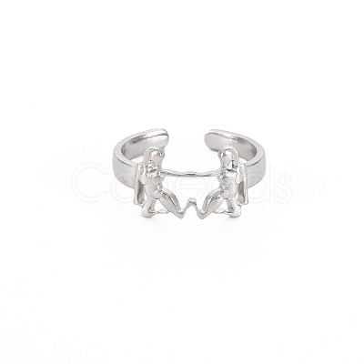 Non-Tarnish 304 Stainless Steel 12 Constellations/Zodiac Signs Open Cuff Ring for Women RJEW-S405-156P-F-1