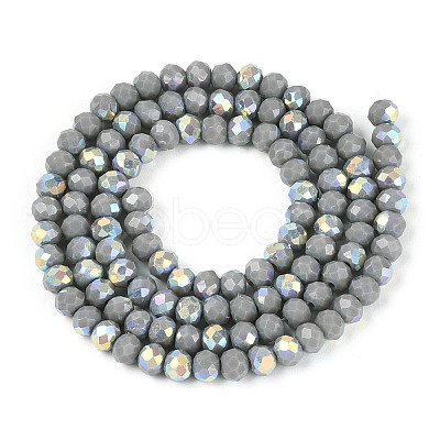 AB Color Plated Opaque Glass Rondelle Beads Strands EGLA-T029-4mm-09A-1