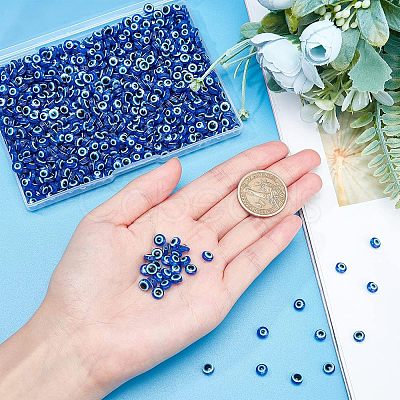 Round Evil Eye Resin Beads RESI-NB0001-26A-1