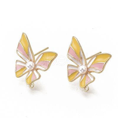 Brass Enamel Stud Earring Findings KK-T051-45G-NF-1