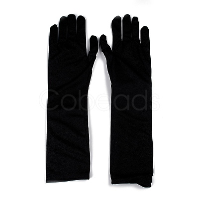 Long Polyester Skeleton Hand Horror Full Finger Gloves AJEW-A045-01B-1