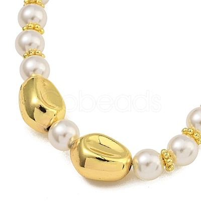 Rack Plating Brass & ABS Plastic Pearl Beads Beaded Necklaces for Women NJEW-C059-16G-1