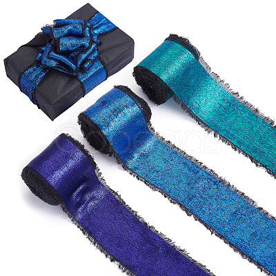 3 Rolls 3 Colors Polyester Frayed Ribbon DIY-TA0011-50-1