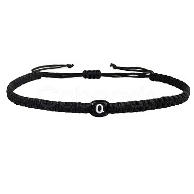 Adjustable Handmade Woven Waxed Polyester Cord Braided Bracelets with Acrylic Letter Beads OI4298-17-1