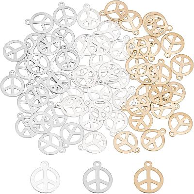 60Pcs 3 Colors 304 Stainless Steel Pendants STAS-UN0028-38-1