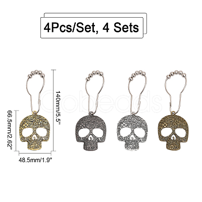 CHGCRAFT 4 Sets Skull Shower Curtain Hooks DIY-CA0005-39-1