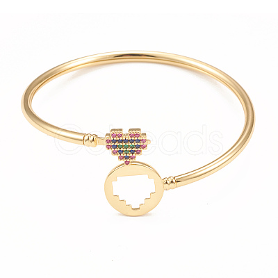 Rack Plating Brass Micro Pave Cubic Zirconia Bangles BJEW-E071-22G-01-1