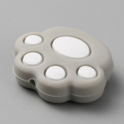 Cat Paw Print Food Grade Eco-Friendly Silicone Focal Beads LS-SIL-WH0012-040E-1