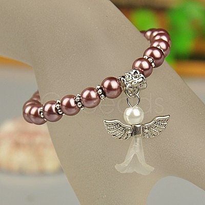 Lovely Wedding Dress Angel Bracelets for Kids BJEW-JB00727-22-1