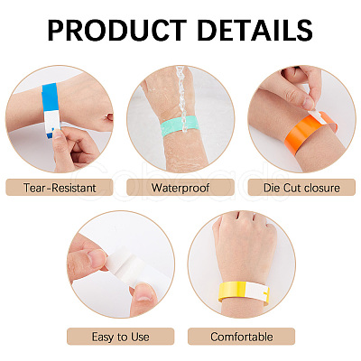 300Pcs Synthetic Paper Polypropylene Disposable Wristbands BJEW-SP0001-09I-1