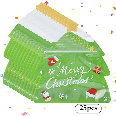 25Pcs Christmas Tree PET with COP Cookies Storage Resealable Bags ABAG-SP0001-52-1