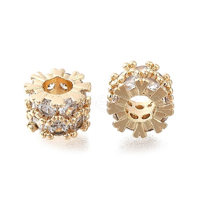 Brass Micro Pave Clear Cubic Zirconia Beads KK-XCP0001-92G-1