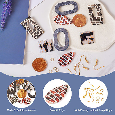 DIY Geometric Acrylic Dangle Earrings Making Kit DIY-TA0009-28-1