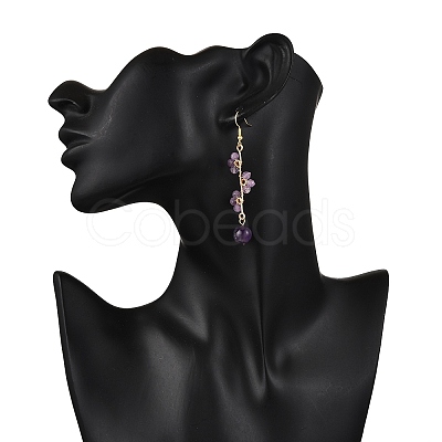 Natural Amethyst Earrings Dangle Earrings EJEW-TA00653-02-1