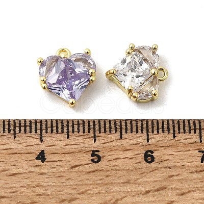 Brass Pave Cubic Zirconia Heart Charms KK-F929-04G-1