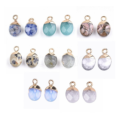 Electroplate Natural & Synthetic Gemstone Charms G-S344-09-M-1